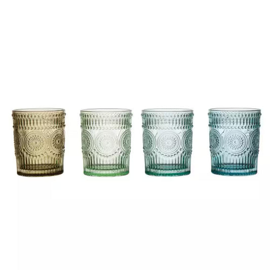 12 Oz. Embossed Drinking Glass (Set of 4)