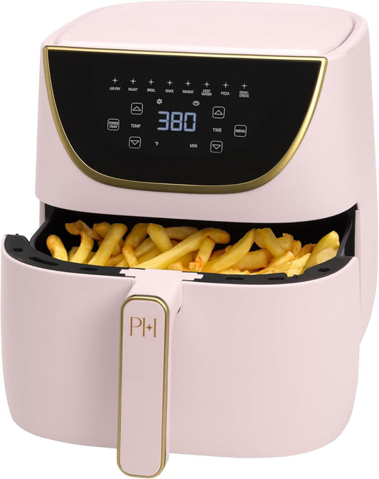 Air Fryer, Large 6-Quart Capacity, Nonstick Made without PFAS, Touchscreen Display, 8-In-1 (Air Fry, Roast, Broil, Bake, Reheat, Keep Warm, Pizza, Dehydrate), Dishwasher Safe, Pink