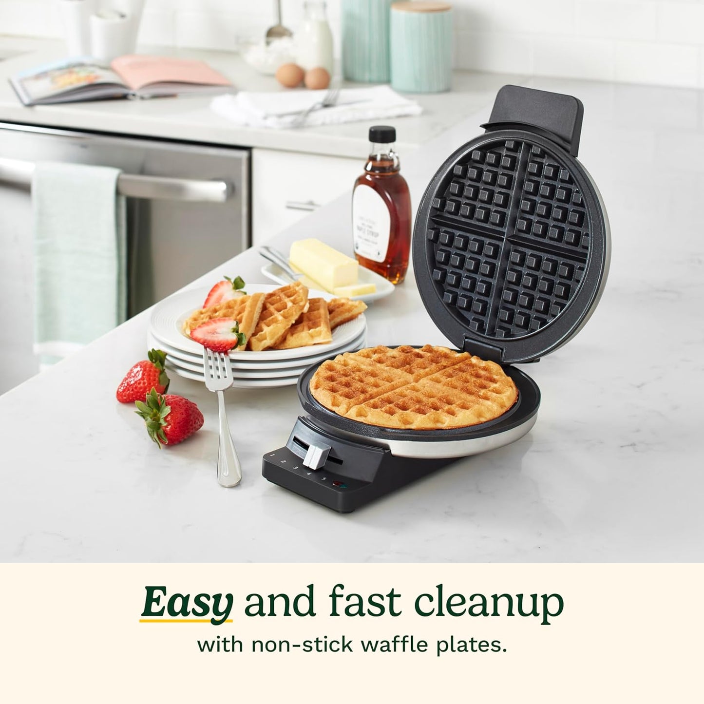 WMR-CAP2 round Classic Waffle Maker, Brushed Stainless,Silver