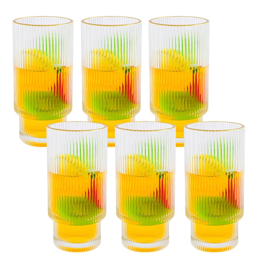 Glass Cups: 12Oz Drinking Glasses Set of 6, Cocktail Glasses, Vintage Glassware, Whiskey Glasses, Coffee Bar Accessories, Iced Coffee Cups for Cute Gifts