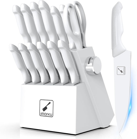 Sharp Knife Set with Block and Sharpener 14 Pcs