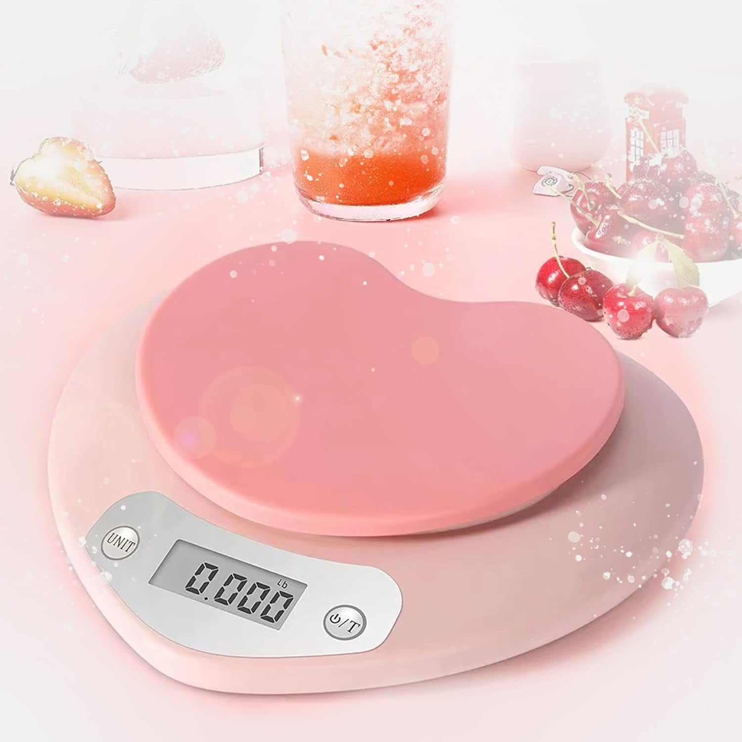 Pink Kitchen Scale11 Lbs Capacity, 0.03 Oz Precise Graduation - Perfect Food Scale for Baking & Cooking, ML & Oz Unit for Liquids and Solids (Pink 5Kg/1G)