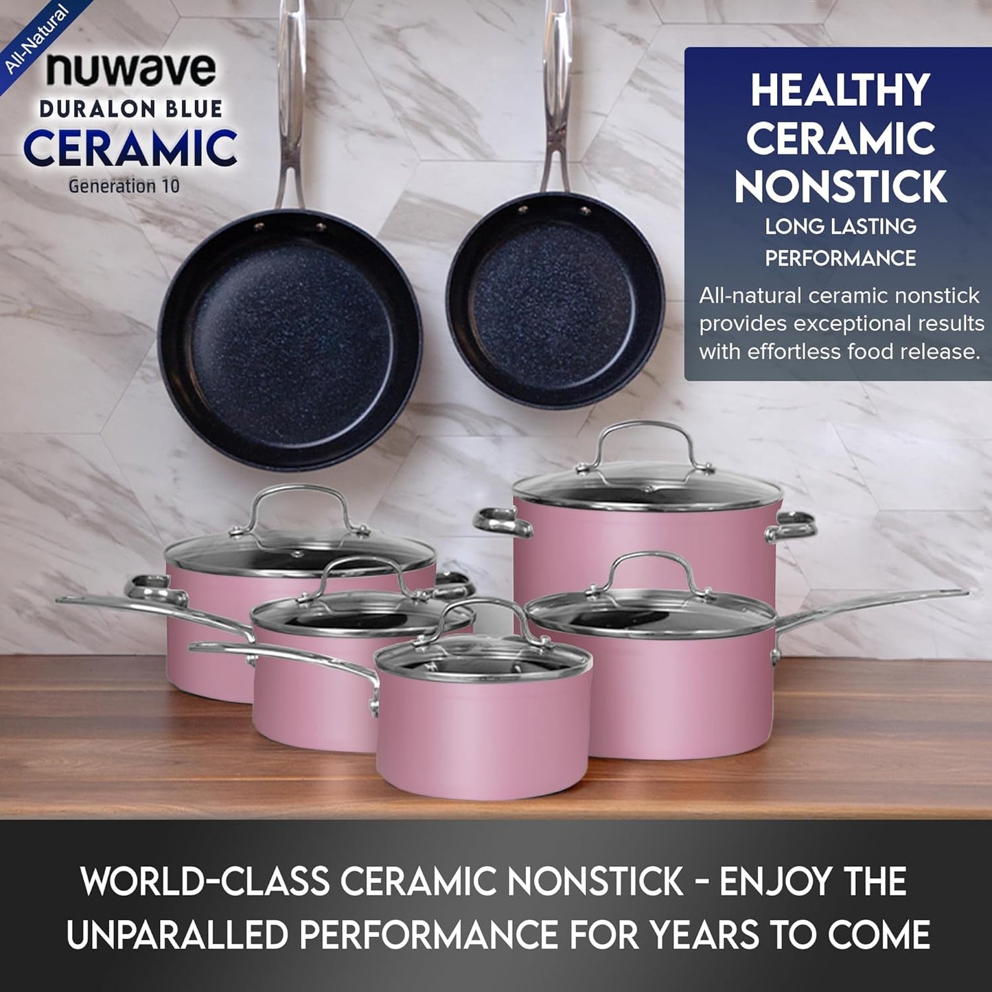 Healthy Duralon Blue Ceramic Nonstick Cookware Set