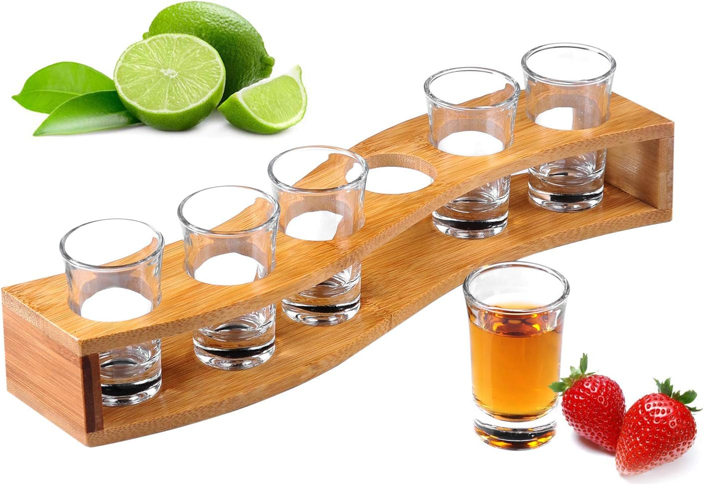 Shot Glasses, Professional heavy Base Shot Glass Set with Tray 