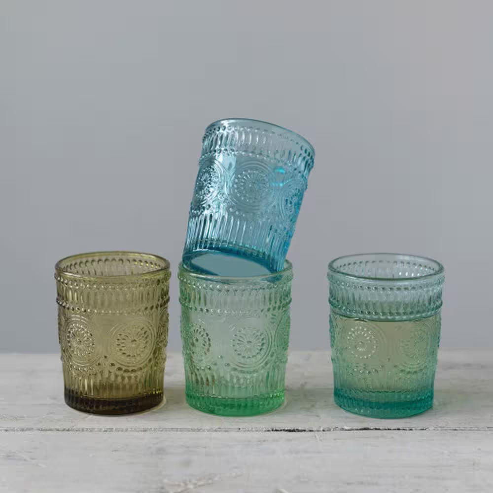 12 Oz. Embossed Drinking Glass (Set of 4)