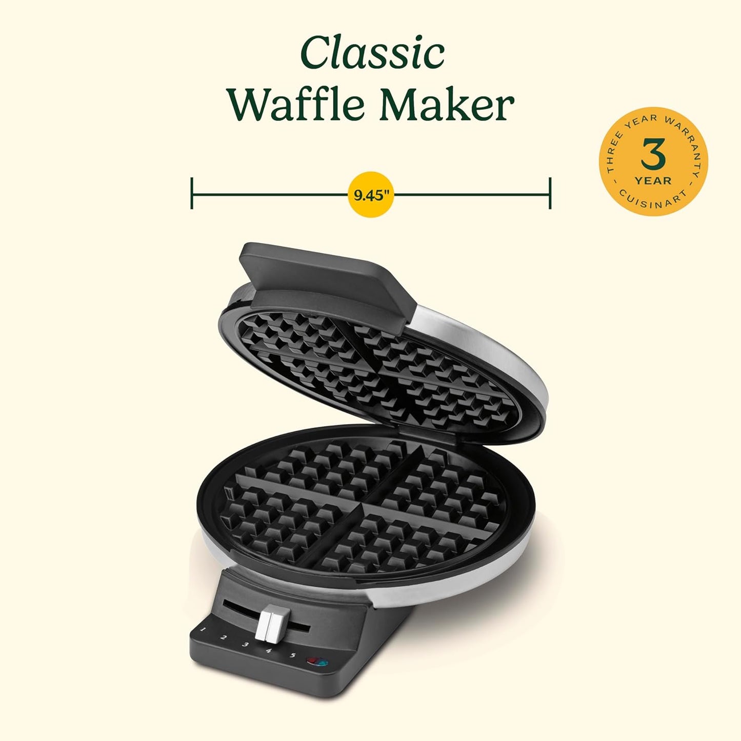 WMR-CAP2 round Classic Waffle Maker, Brushed Stainless,Silver